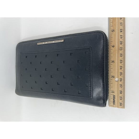 Marc By Marc Jacobs Around Continental Wallet Clutch Bag Pouch Leather Black - Picture 7 of 7